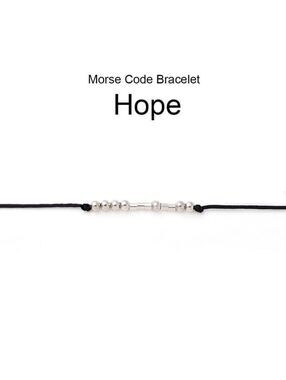 Inspirational Hope Handcrafted Silver Black Unisex Morse Code Bracelet